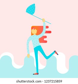 illustration of a girl with a net