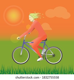 illustration of a girl on a bicycle