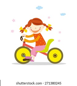 illustration of girl on a bicycle