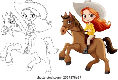 Illustration of a girl on a horse