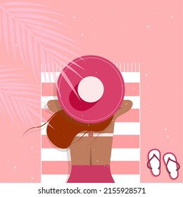 Illustration of a girl on a summer beach