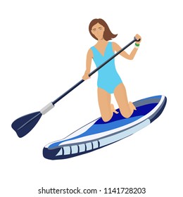 illustration of a girl on sup surfer