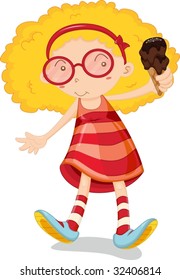Illustration of girl on white
