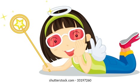 Illustration of  a girl on white