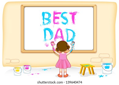 illustration of girl painting Best Dad on board