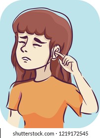 Illustration Of A Girl Placing Her Finger Inside Her Itchy Ear