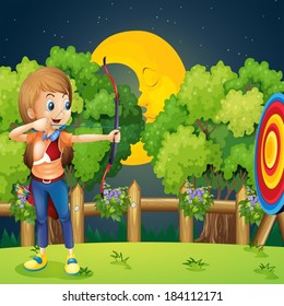 Illustration of a girl playing archery