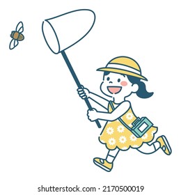 Illustration Of Girl Playing Bug Hunting