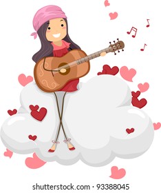 Illustration of a Girl Playing Guitar