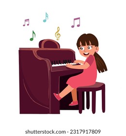 illustration of a girl playing the piano.