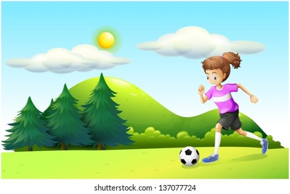 Illustration of a girl playing soccer