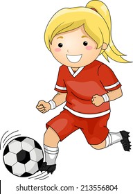 Illustration of a Girl Playing Soccer