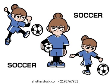Illustration Girl Playing Soccer 260nw 2198767951 