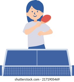 Illustration Girl Playing Table Tennis Table Stock Vector (Royalty Free ...