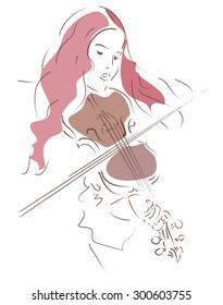 Illustration of a Girl Playing a Violin