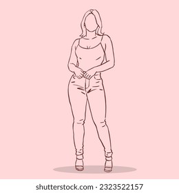 Illustration of a girl posing vector for illustration, background, decoration