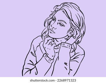 Ilustración de una niña que posa vectores para tarjeta, decoración, ilustración