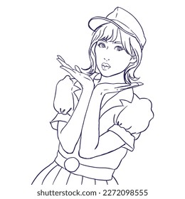 Illustration of a girl posing vector for card, illustration, decoration