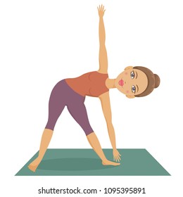 Illustration of girl practicing yoga. Vector yoga girl character. Yoga avatar.