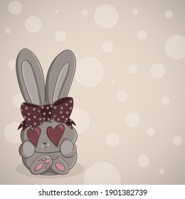 Illustration of a girl rabbit in love with bubbles on the background