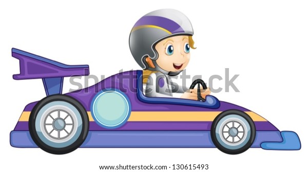 Illustration Girl Racing Car On White Stock Vector (Royalty Free ...