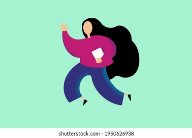 Illustration of girl reader walking