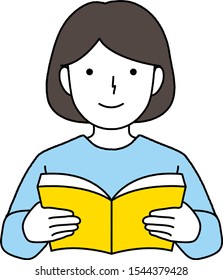 illustration of a girl reading a book