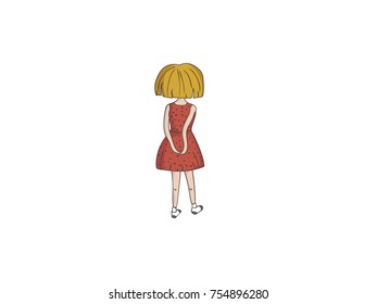 Illustration of a girl in red