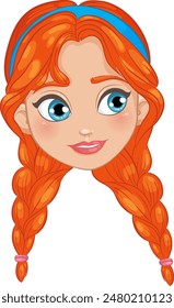 Illustration of a girl with red braided hair