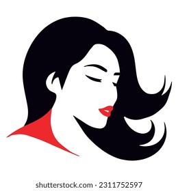 Illustration of a girl with red lipstick