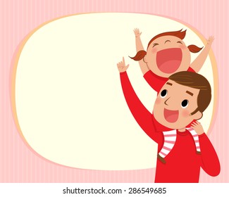 illustration of the girl riding piggy back on her dads shoulders