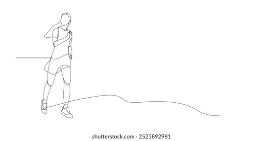 La ilustración de la muchacha corriendo o trotando que se hace por el estilo de arte de la sola línea aislado en el fondo blanco. Chica de una sola línea que funciona bien para el deporte de fondo, el icono o cualquier producto.