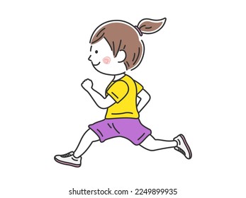 Illustration of a girl running, seen from the side.
