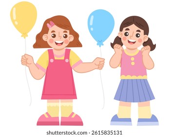 Illustration of a girl sharing a balloon