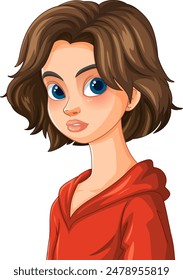 Illustration of a girl with short hair