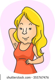 Illustration of a Girl Showing Her Underarm Hair