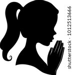 Illustration of a Girl Silhouette with Hands Together Praying