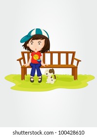 Illustration Of A Girl Sitting On Bench