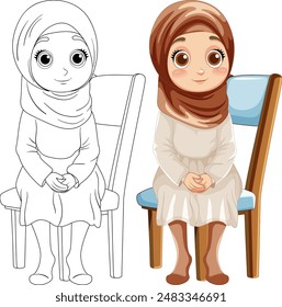 Illustration of a girl sitting on a chair
