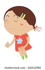 Illustration of girl sitting on white