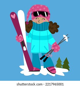 illustration of a girl après ski