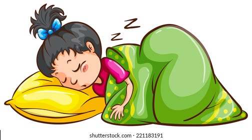 Illustration of a girl sleeping