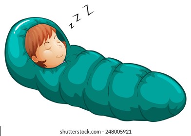 Illustration of a girl in a sleeping bag