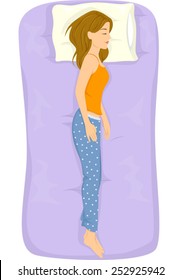 Illustration of a Girl Sleeping in the Log Position