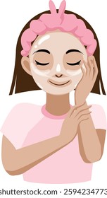 illustration of girl sleeping wearing facial mask