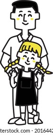 Illustration of a girl spoiled by dad