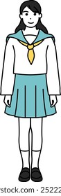 Illustration of a girl standing in a sailor uniform