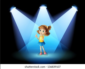 Illustration of a girl standing in the spotlight