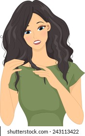 Illustration Of A Girl Stressing Over Her Dry Frizzy Hair