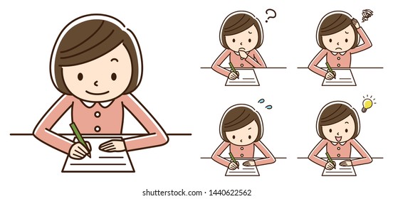 Illustration of a girl studying.